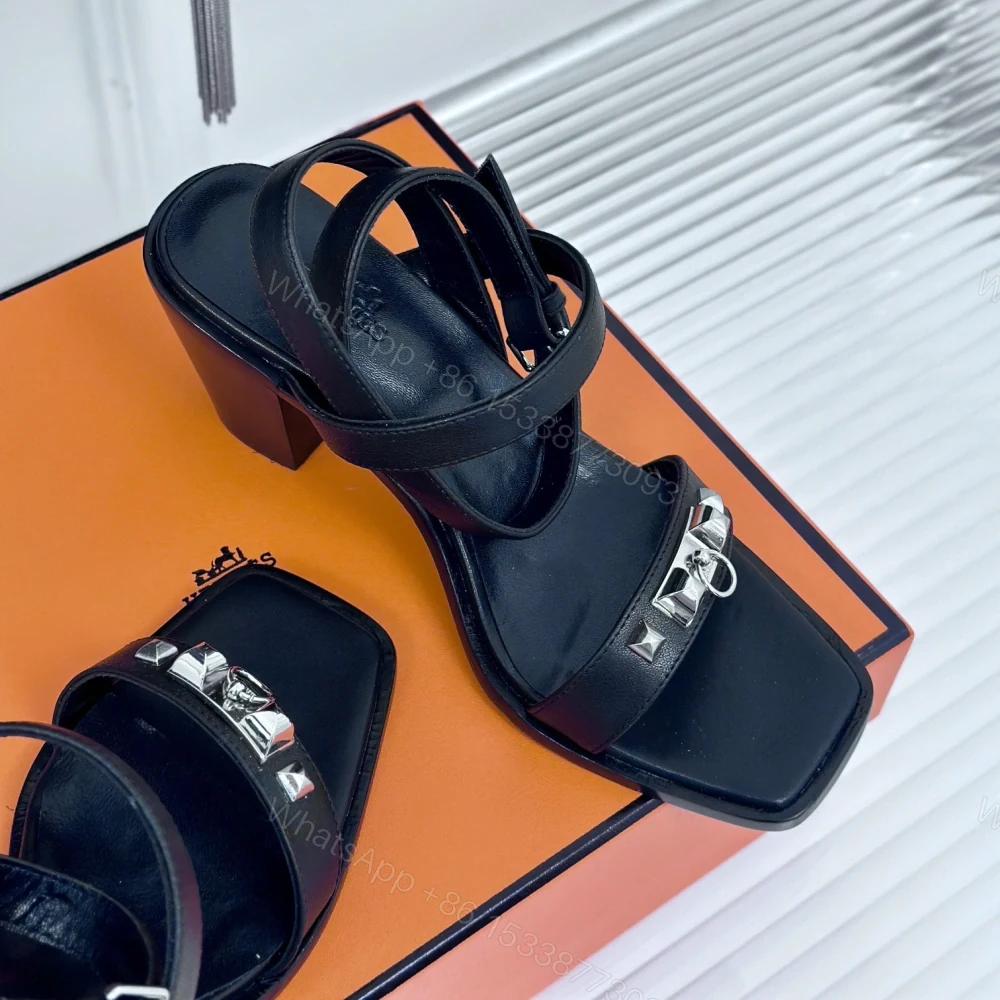 View 5 of 高仿Hermes*H241152Z02一字帶涼鞋黑色6.5CM免檢版