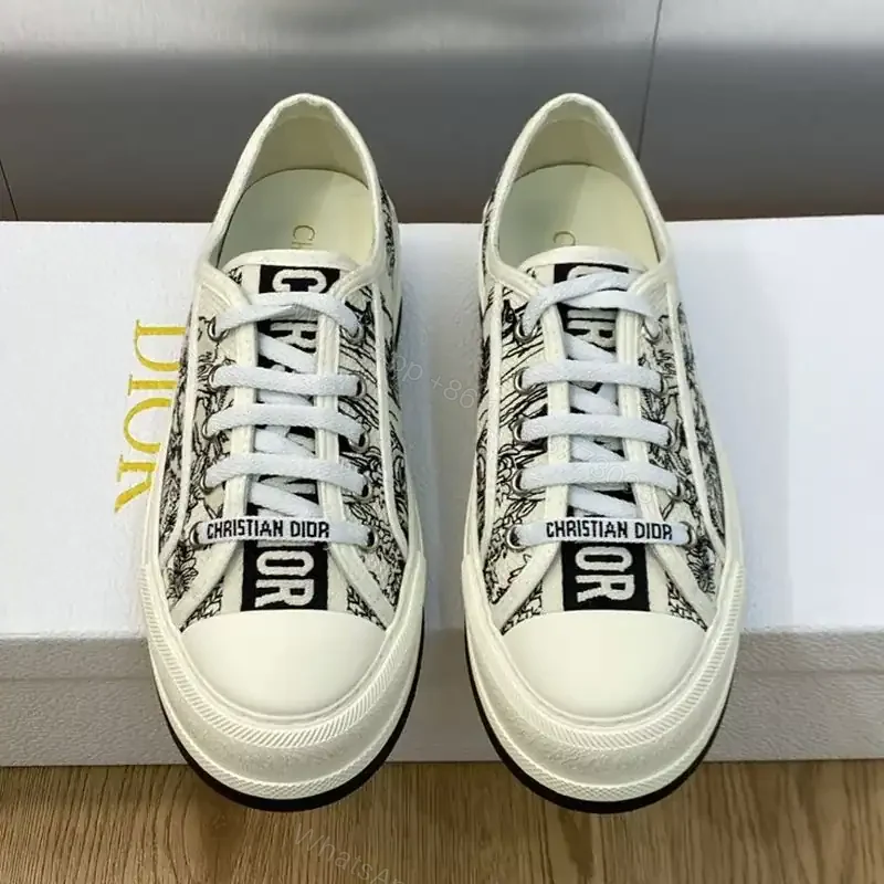 View 2 of WALK’N’DIOR PLATFORM SNEAKERS UNISEX TOILE DE JOUY VOYAGE EMBROIDERED WHITE – CD156