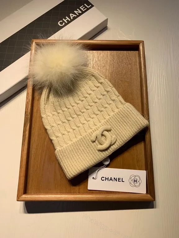 View 8 of Lux Knit Beanie with Fur Pom â€” Ivory, Chanel Charm, Luxury Style