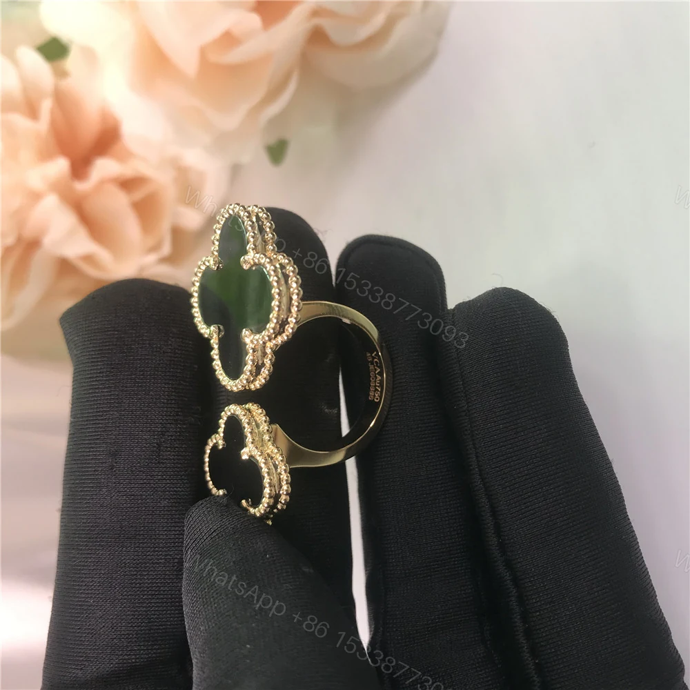 View 3 of Van Cleef & Arpels 18K Yellow Gold Magic Alhambra Between The Finger Ring Onyx
