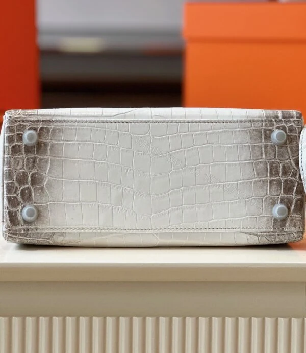 View 8 of Hermes Kelly 25 Himalaya Albino Genuine Crocodile Leather Palladium Hardware