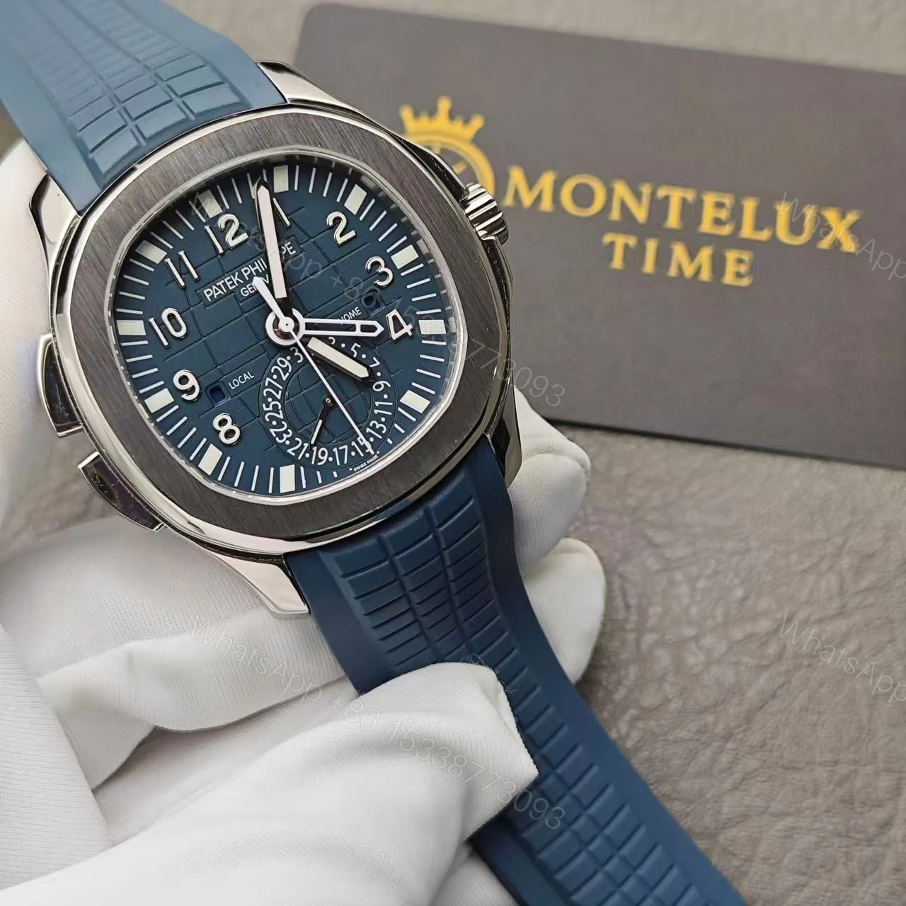 View 2 of Replica Clone Denim Blue Patek Philippe Aquanaut 2024 Model