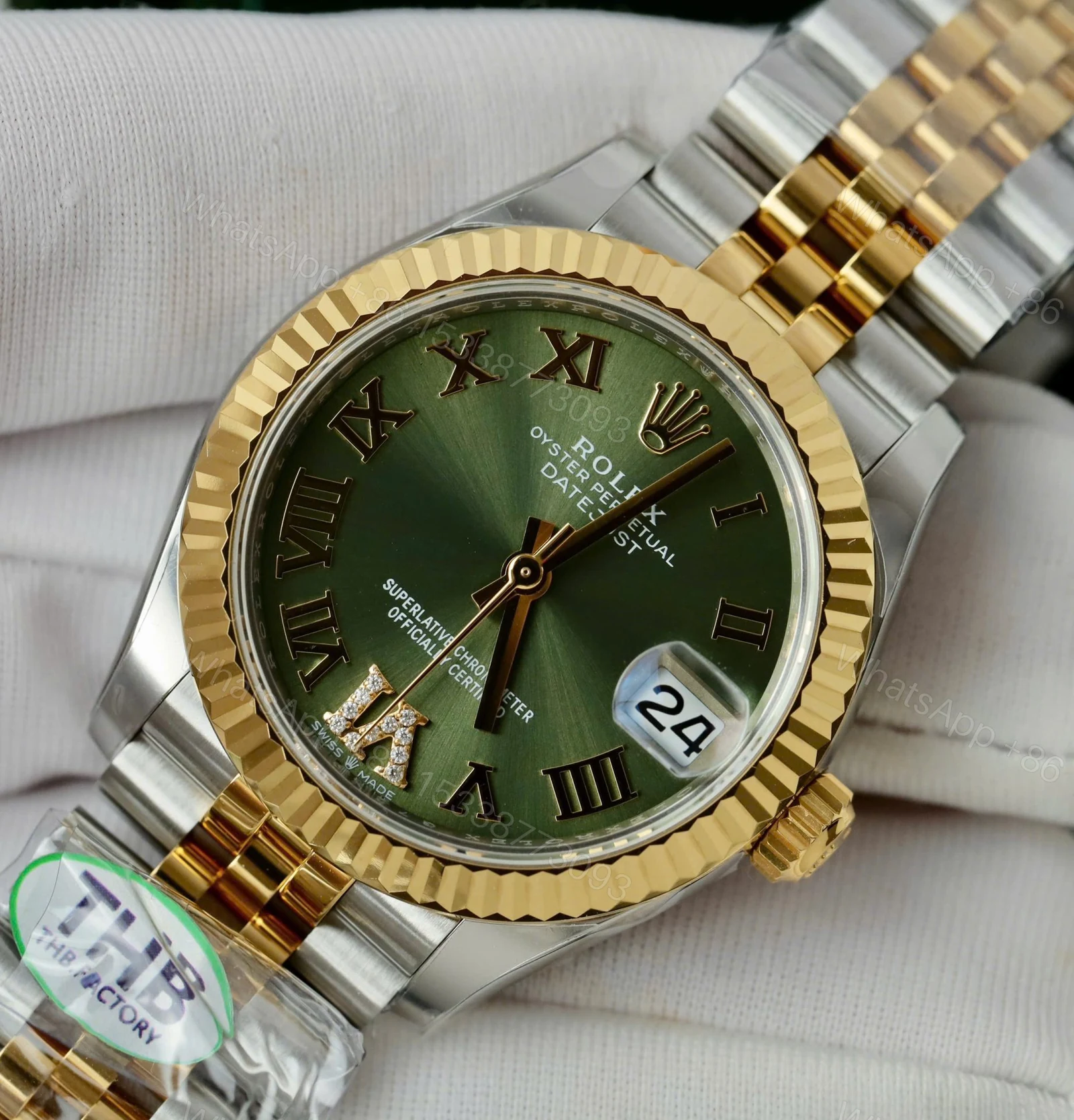 View 5 of Rolex Datejust Olive Green Roman Diamond Dial 126233-0025 36 mm