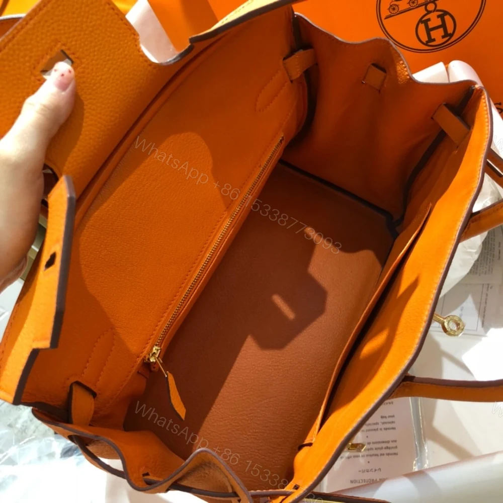View 5 of Hermes Birkin 25 Bag Togo Orange 25Cm