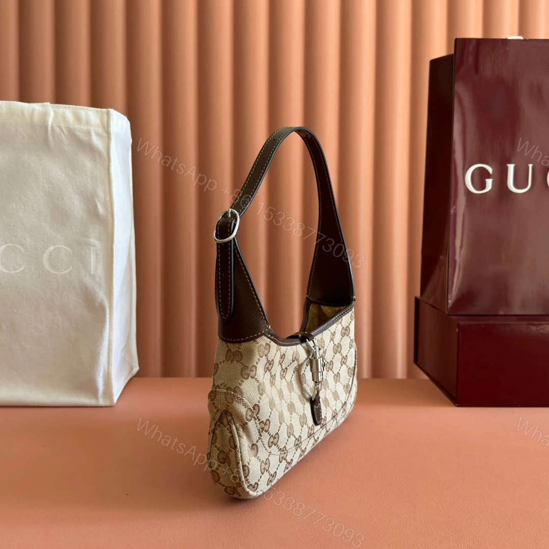 View 3 of GUCCI 25S JACKIE MONOGRAM 27 CM IN LIGHT BROWN CANVAS AND CALFSKIN
