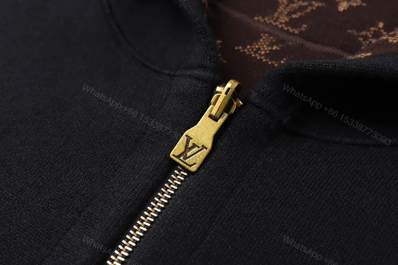 View 7 of Cozy Black Knit Zip Hoodie with Luxe Details