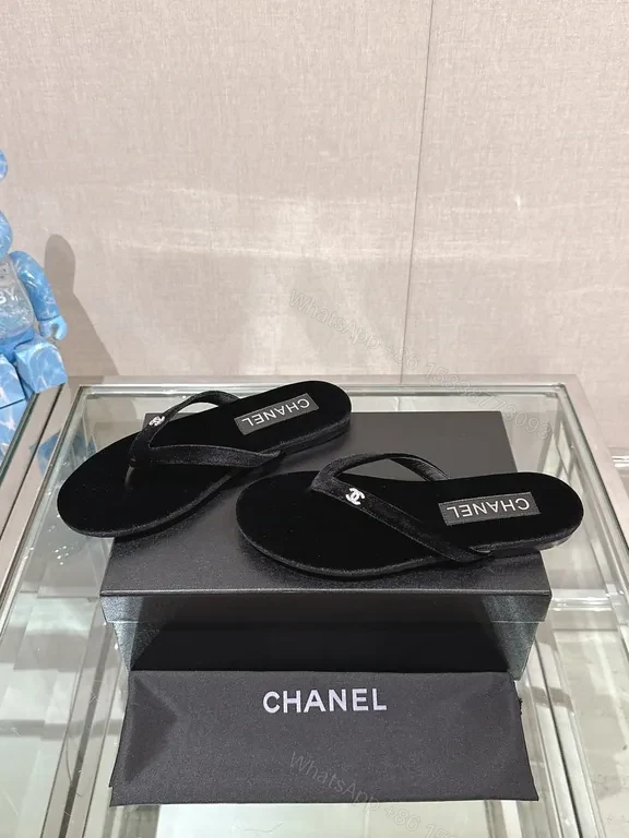 View 5 of Chic Velvet Slip-On Sandals with Luxe Chanel-Inspired Flair