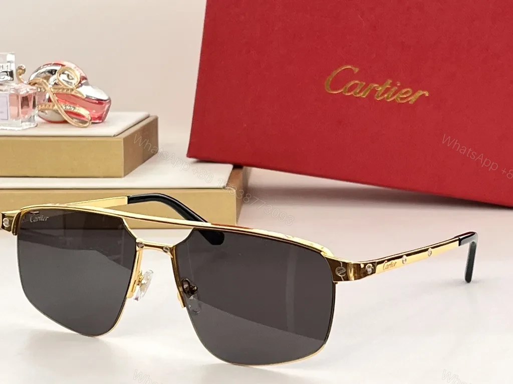 View 5 of Charcoal Cartier Metal Sunglasses: UV400, Polarized, Luxury Style
