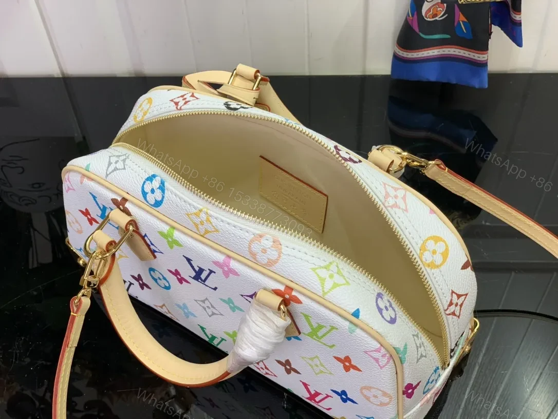 View 7 of Vibrant Monogram Satchel: Multicolor, Structured Leather Bag