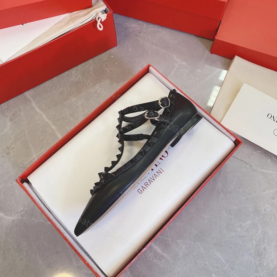 View 6 of Valentino Women Black Leather Pointed Flats