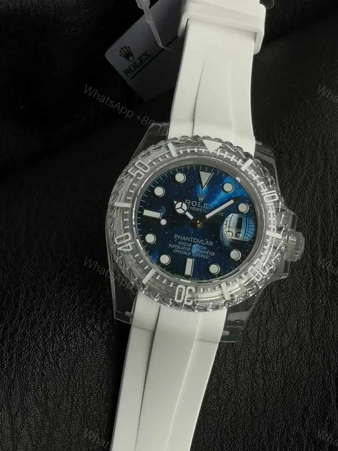View 3 of Premium Rolex Submariner Date Phantomlab Starry Night replica 40MM White Rubber Strap Edition RG-SUB-PHANTOMLAB-STARRY-NIGHT-WHITE-RUBBER-40