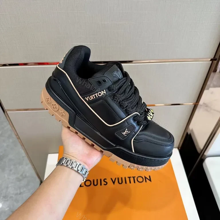 Black Calf Leather LV-Inspired High-Top Sneaker with All-Day Comfort — view 1