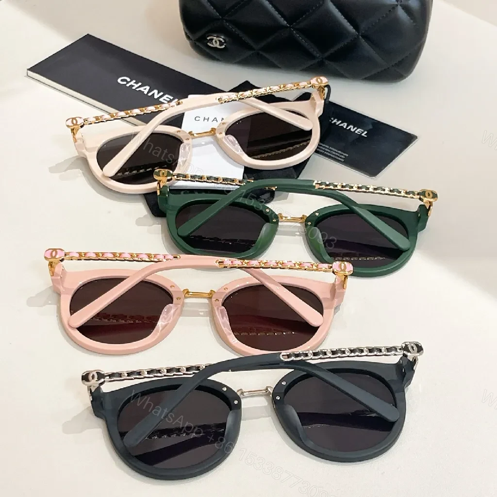 View 3 of Classic Black Round Sunglasses with Chain Detail, Luxe Acetate, Everyday Wear