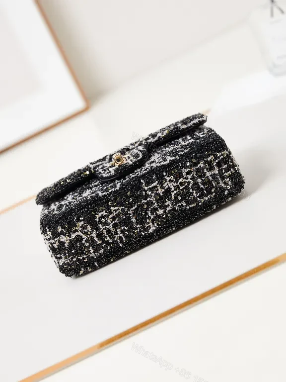 View 5 of Chanel-Inspired Black Tweed Mini Shoulder Bag: Luxe, Compact
