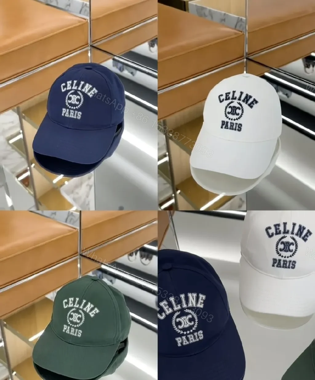 View 5 of Navy Cotton-Blend Structured Cap with Crest Embroidery