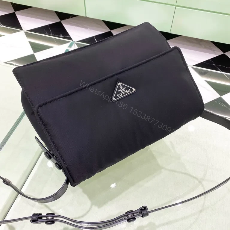 View 3 of Black Crossbody Bag - Prada-Style, Water-Resistant, Minimalist Luxury