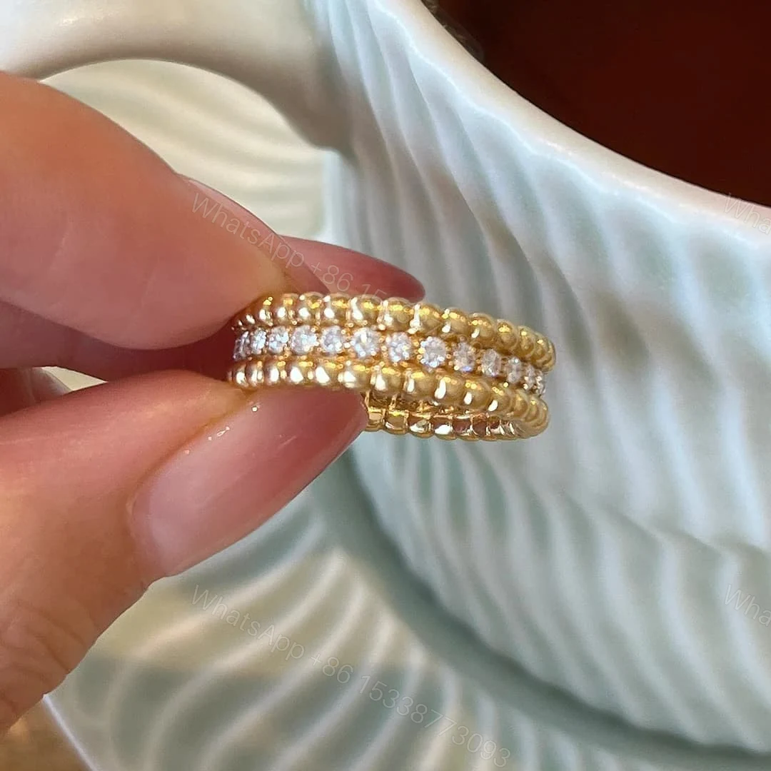 View 4 of 18K Yellow Gold Van Cleef & Arpels Perlée Diamond Ring 1 Rows VCARP4E100