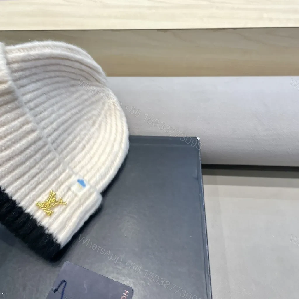 View 6 of Two-Tone Knit Beanie with Gold LV Emblem