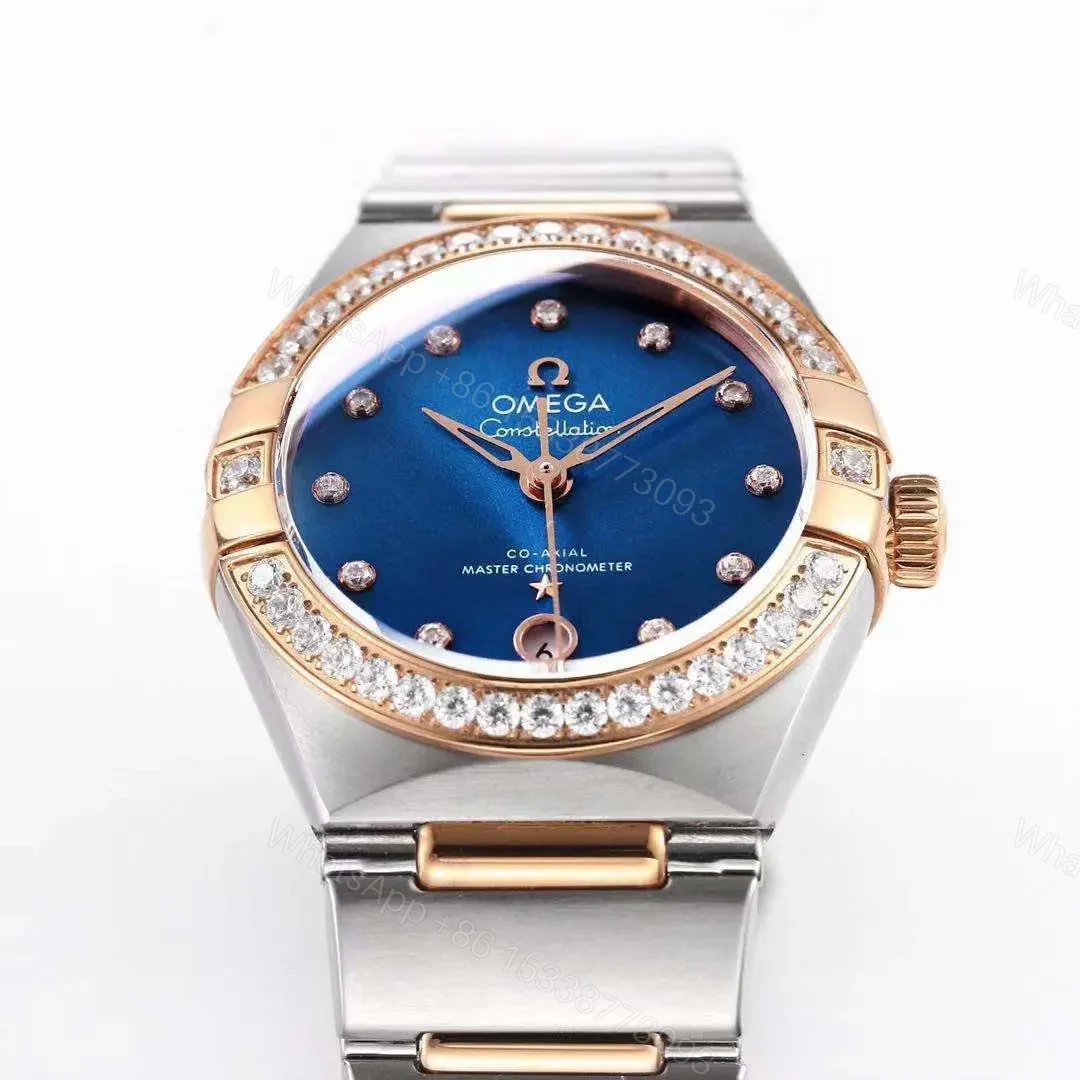 View 3 of Omega Constellation 29MM Women’s Watch V6 Version Blue Dial with Diamond Bezel Two-Tone Stainless Steel and Rose Gold Bracelet