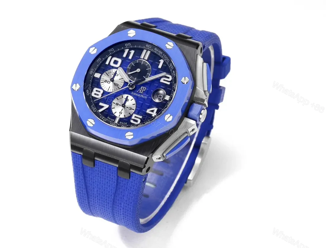 View 3 of JH Factory Audemars Piguet Royal Oak Offshore Blue Ceramic Watch with Chronograph Function