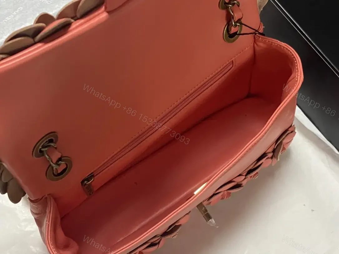 View 5 of Pink Fabric Flower-Studded Shoulder Bag with Chain Strap