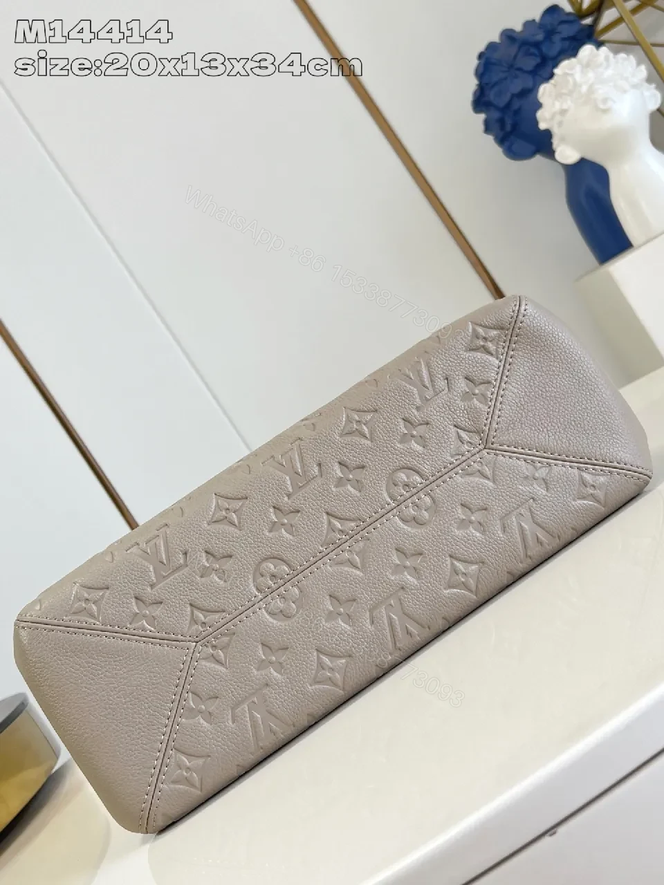 View 4 of Taupe Quilted Chain Bag - Luxurious Monogram-Style Satchel