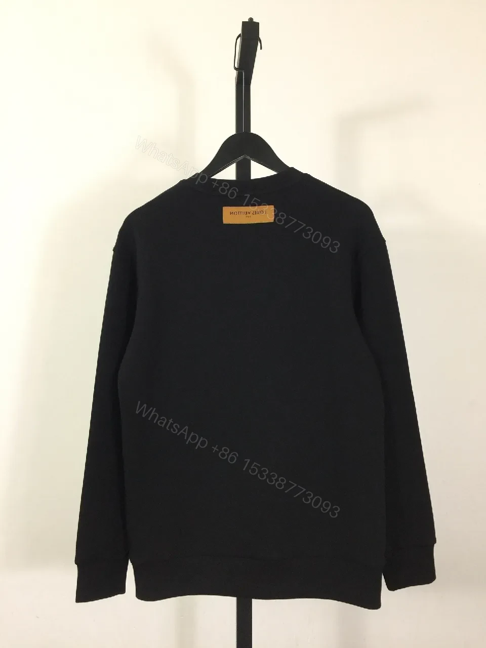 View 6 of Black Crewneck Knit with Multicolor Logo Motif, Everyday Luxe