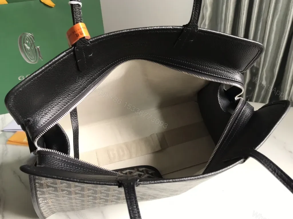 View 7 of Structured Goyard-Pattern Tote: Luxury Office Bag with Leather Trim