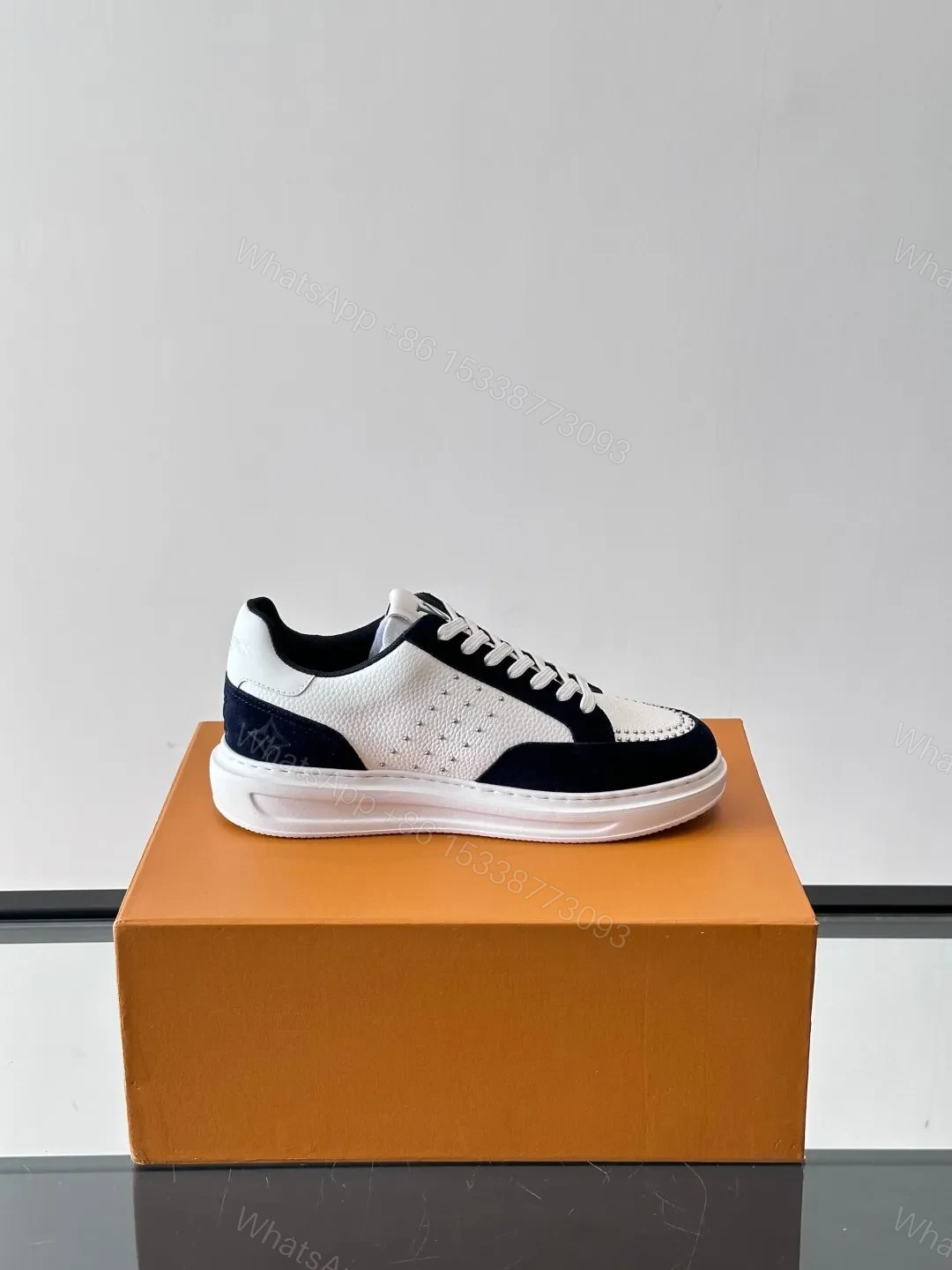 View 6 of LV Men White Leather Suede Sneakers
