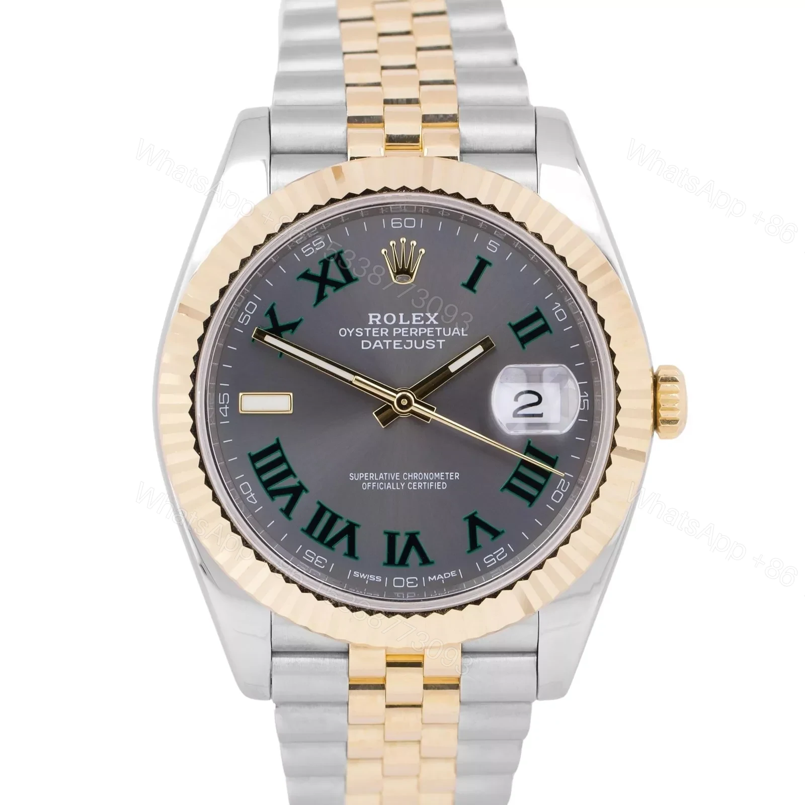 View 2 of Rolex Datejust Rhodium Dial 126333 “Wimbledon” Flutted/Jubilee 41 mm