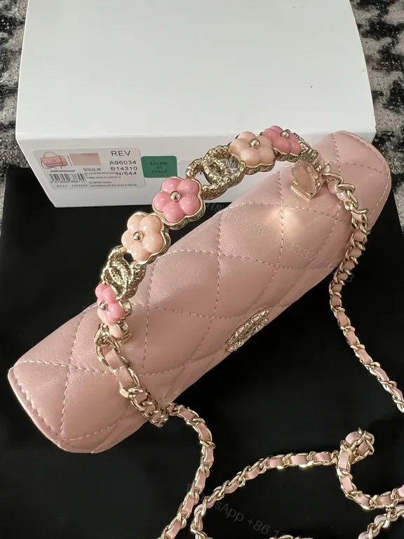 View 9 of Chic Pink Quilted Crossbody with Gold Chain - Luxury Everyday Style