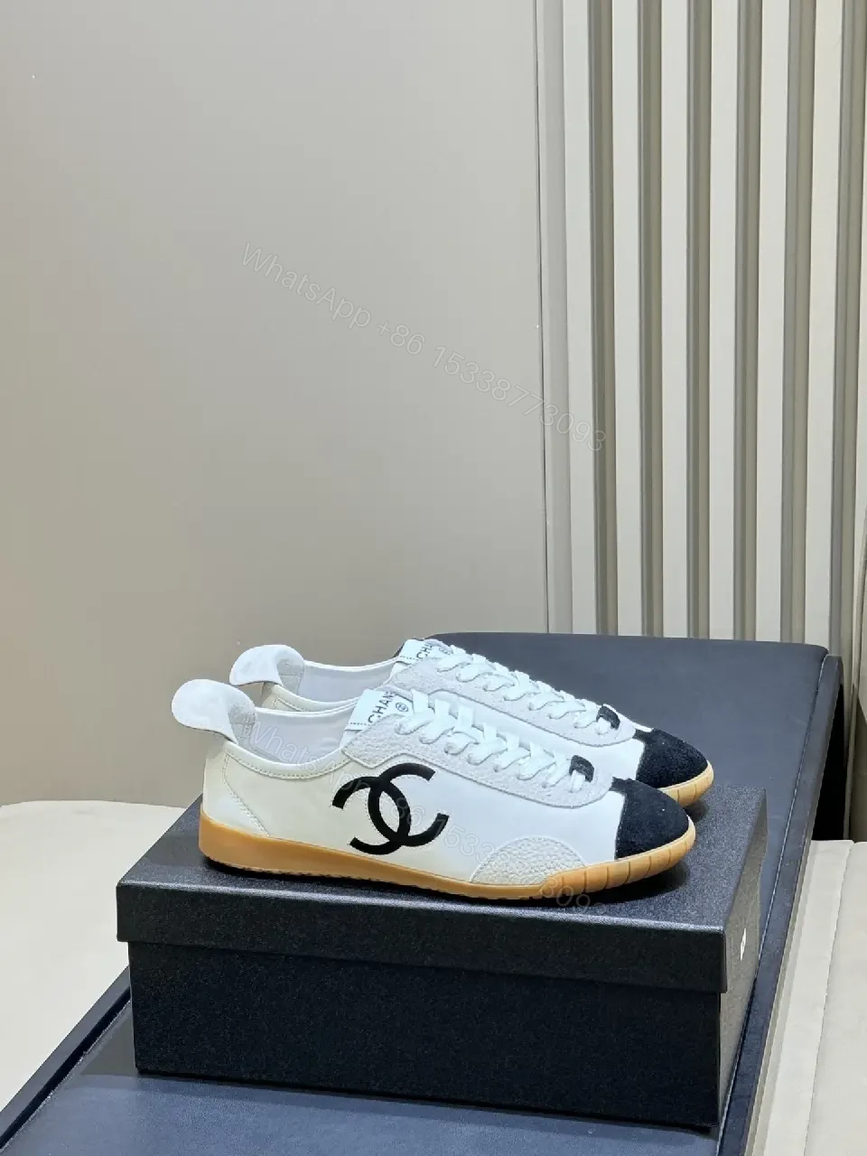 View 6 of Minimalist White Low-Top Trainers with Premium Trim and Gum Sole