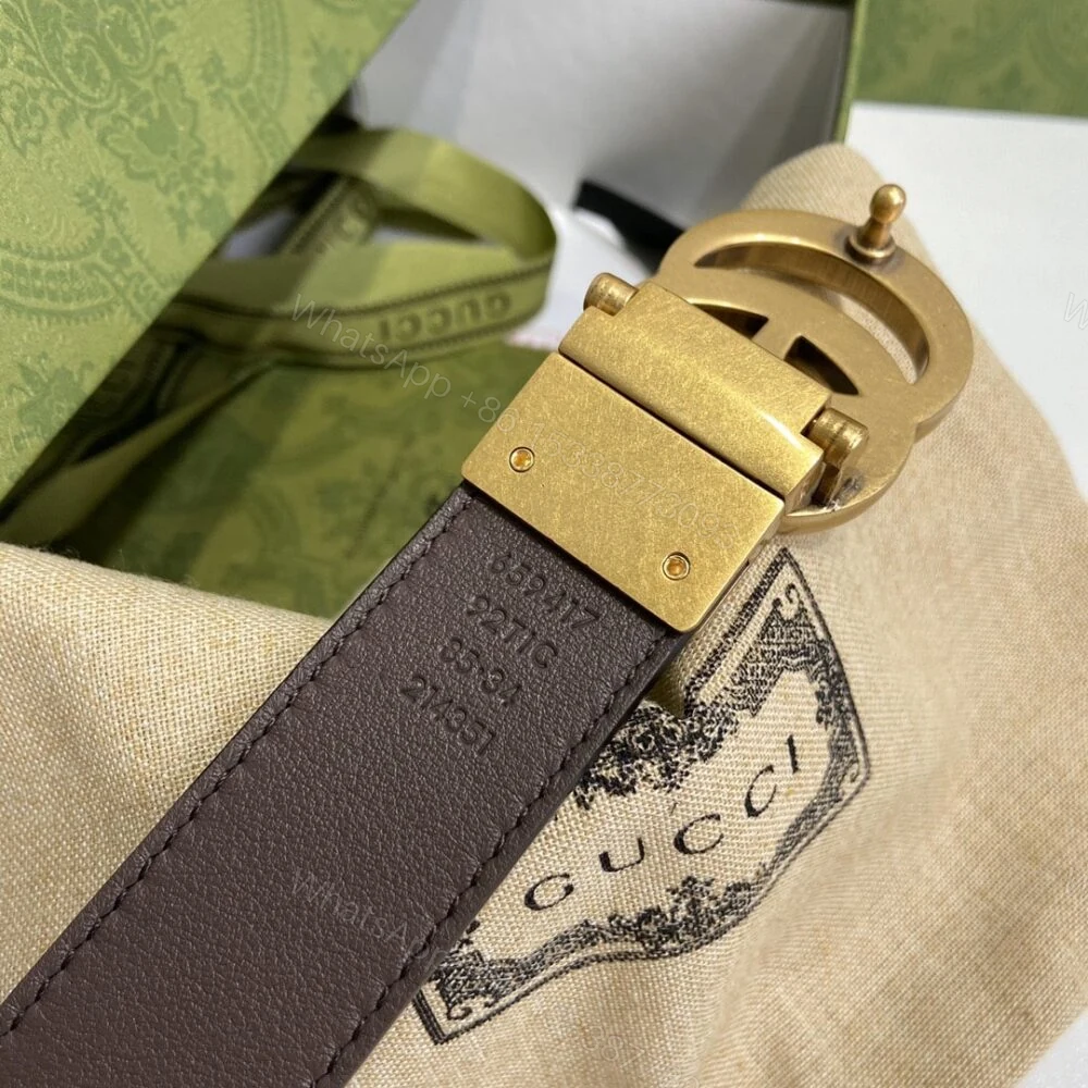 View 3 of Gucci GG Marmont Reversible Belt Brown