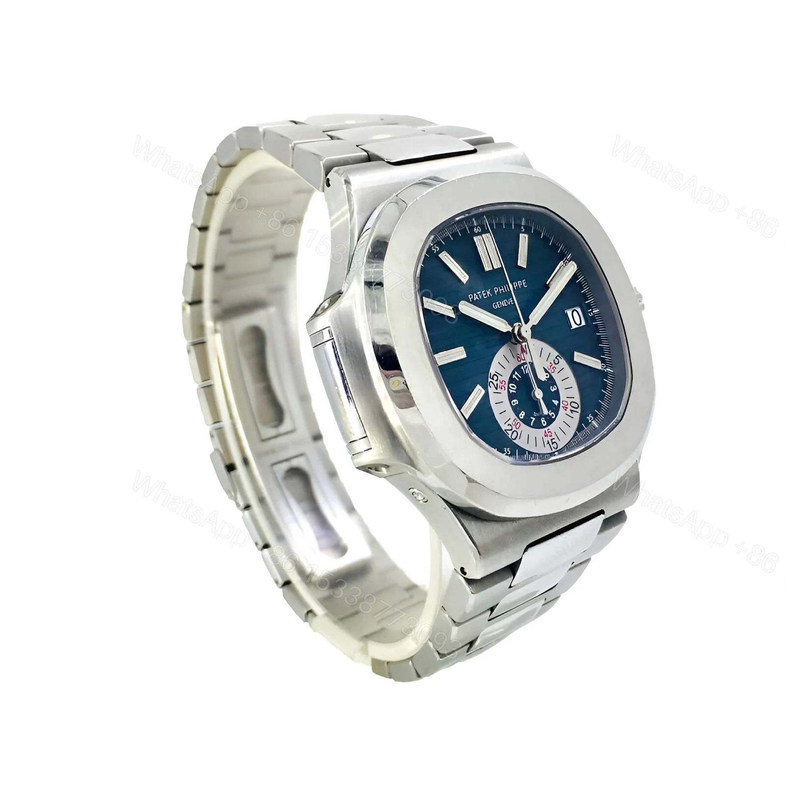 View 2 of Patek Nautilus Blue Silver Replica