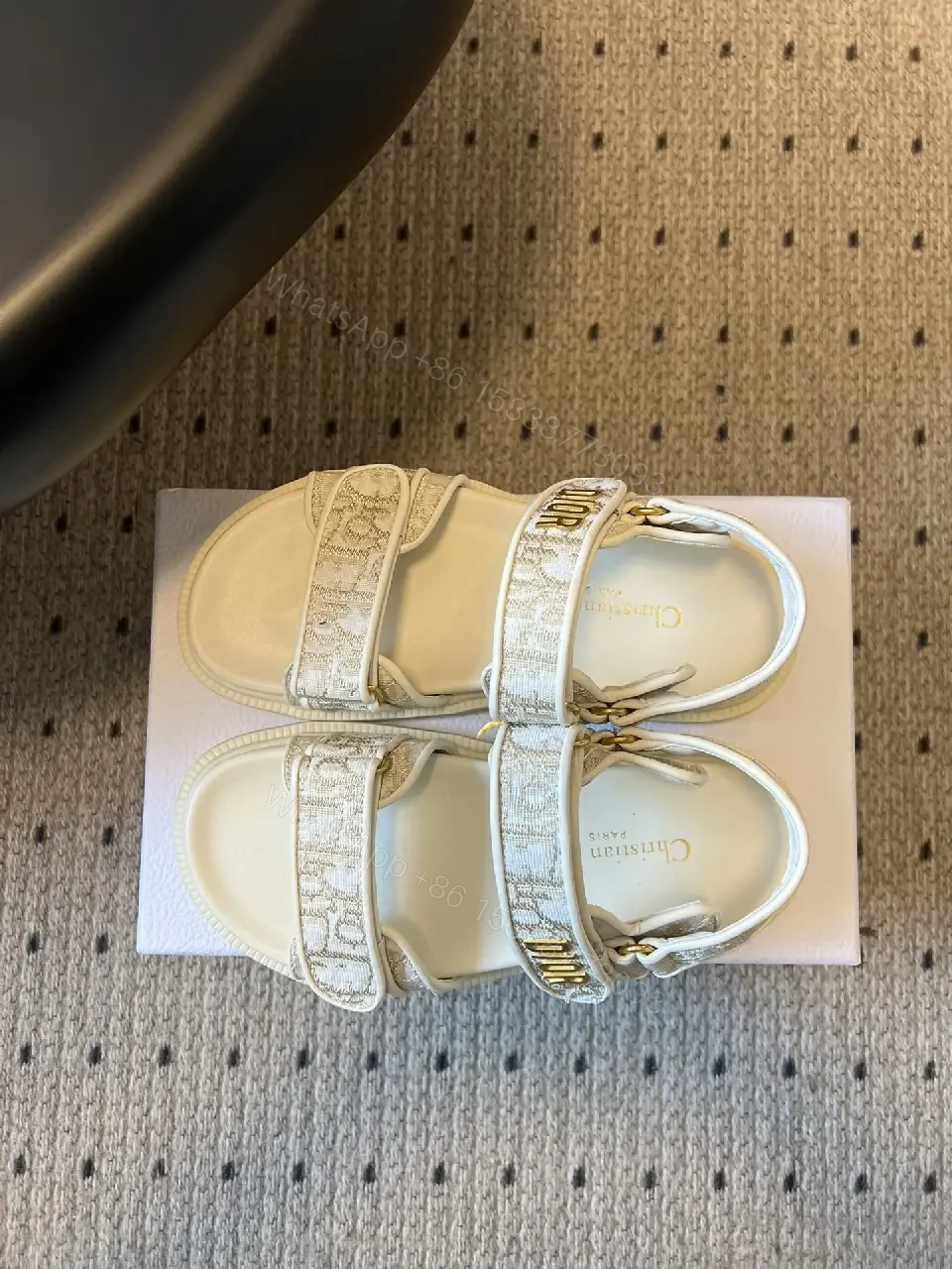 View 2 of Chic Strappy Sandals: Premium Faux Leather, Minimalist Logo, Comfort-Driven Style