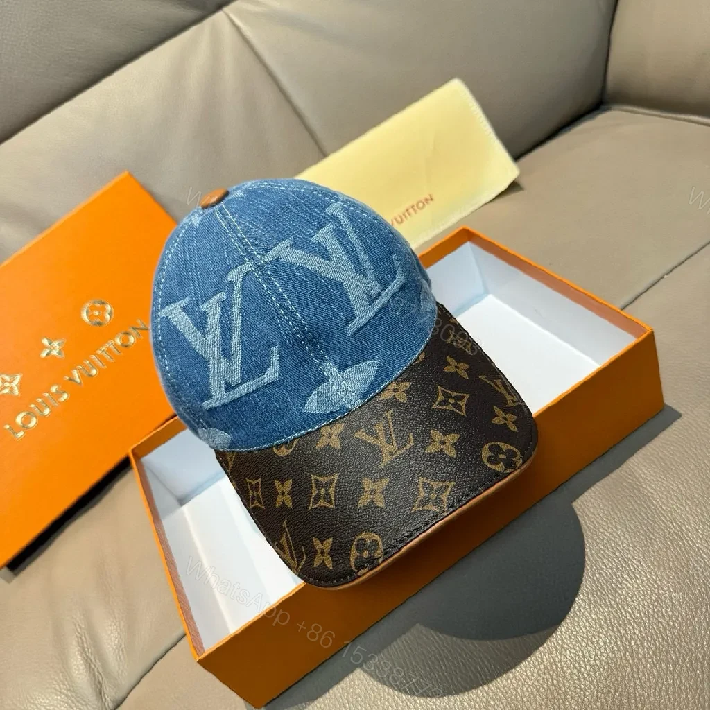 Denim Crown Cap: Monogram LV-Inspired Luxury Cap — view 1