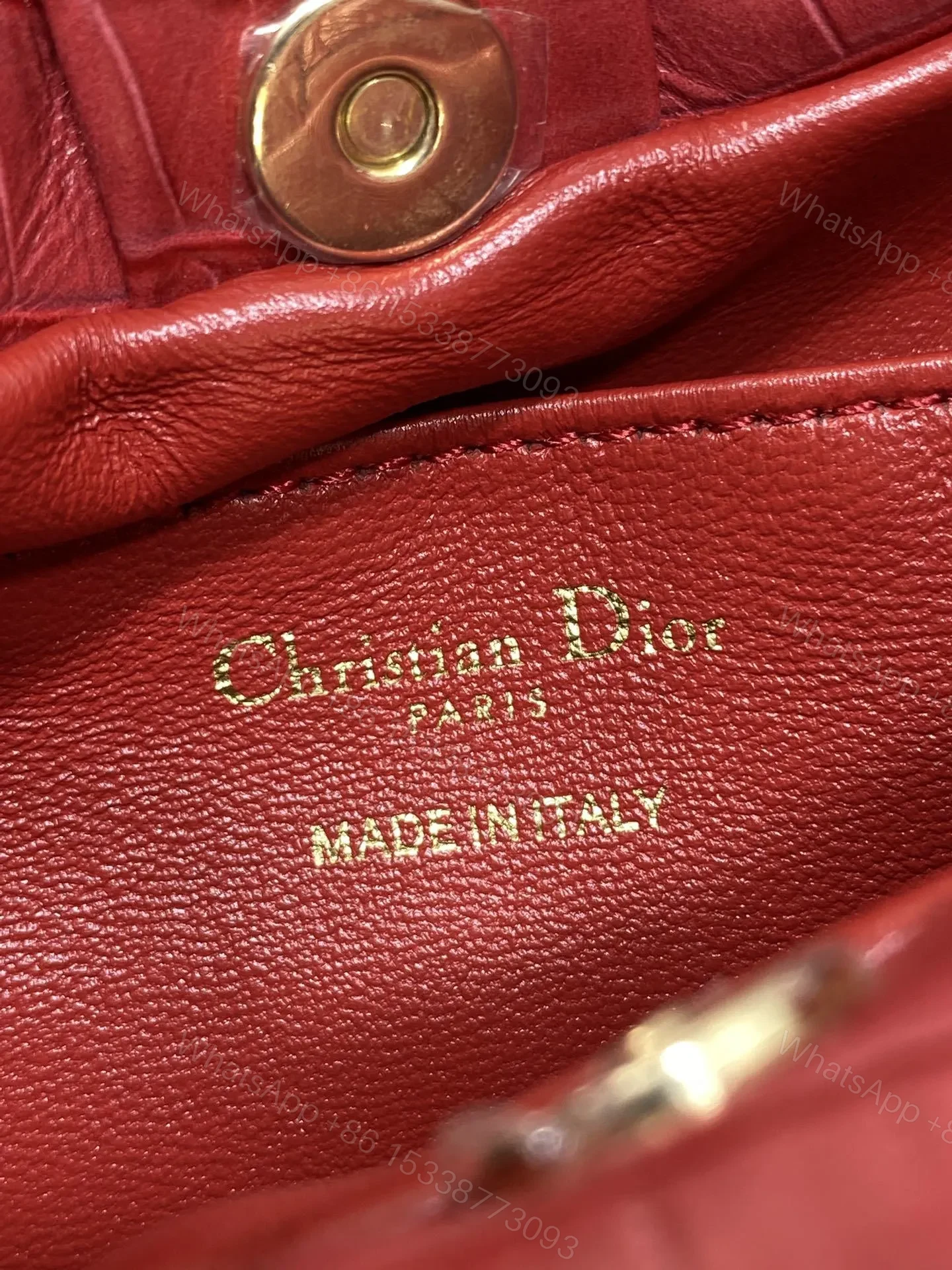 View 8 of Dior Bow Bag Small Red Crocodile-Embossed