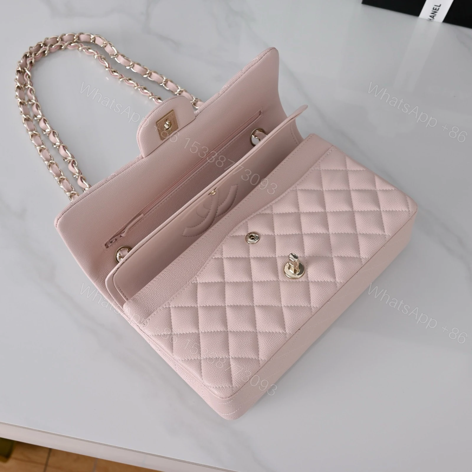 View 4 of Chanel Classic Flap Medium Light Pink Sliver Hardware