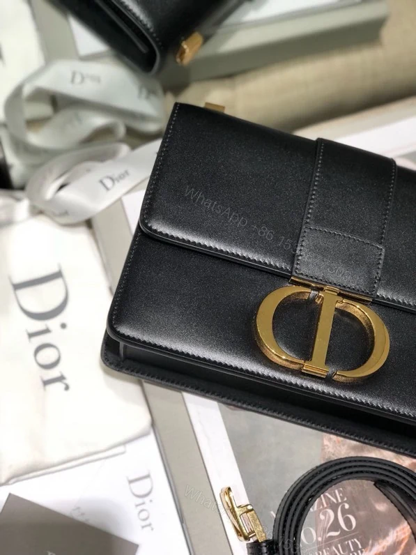 View 4 of Dior 30 Montaigne Super High-Quality Women’s Handbag Black with Gold Lock 24x17x8cm