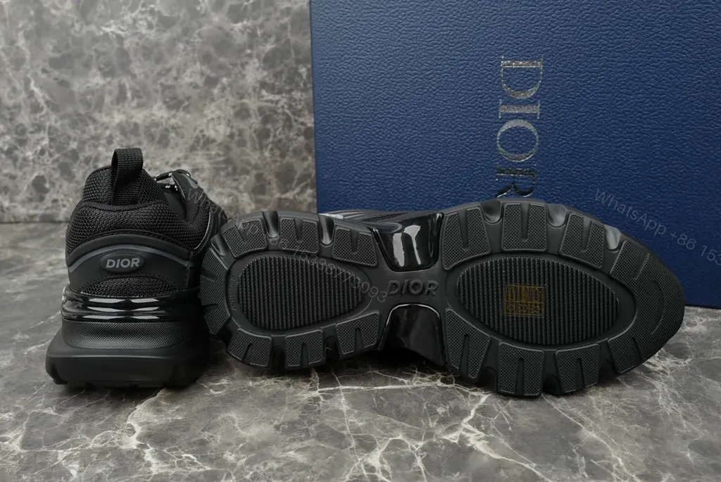 View 5 of Bold Dior-Influenced Sneakers: Luxe All-Black, Sculpted Comfort
