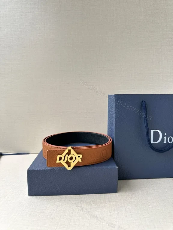 Patterned Leather Belt with Dior Hardware â€“ Lux Essential Belt — view 1
