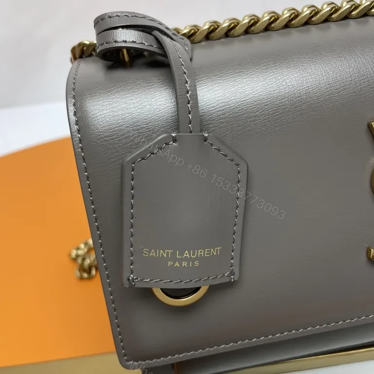 View 8 of Gray Pebbled Leather Crossbody â€” Structured, YSL-Inspired, All-Day
