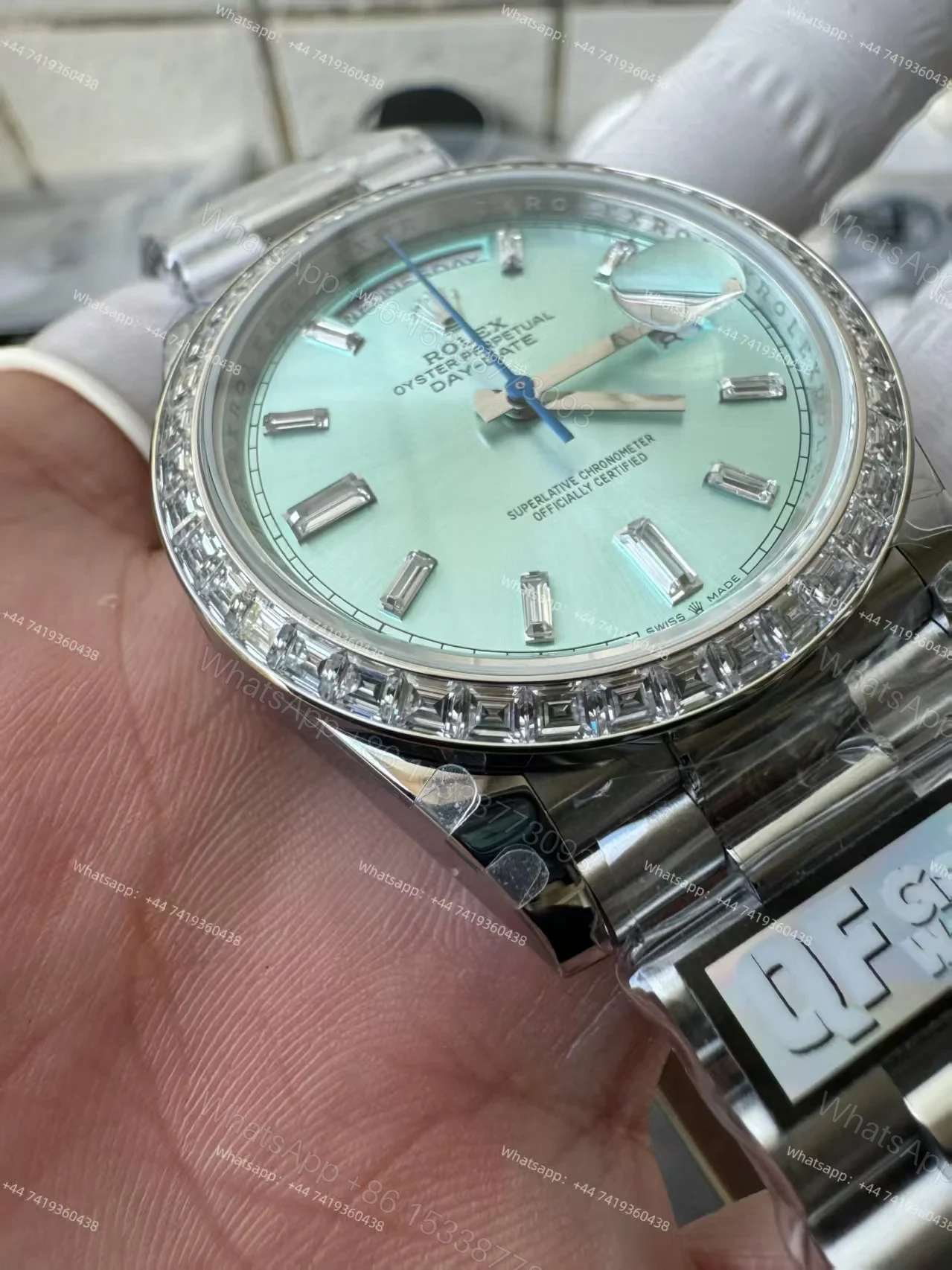 View 6 of Rolex Day-Date 228396TBR 1:1 Replica Ice-Blue Dial 40MM 3255 Movement Presidential Bracelet Super Clone Watch