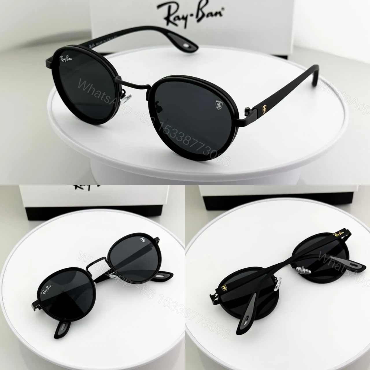 View 2 of Ray-Ban Round Black Sunglasses Metal Polarized