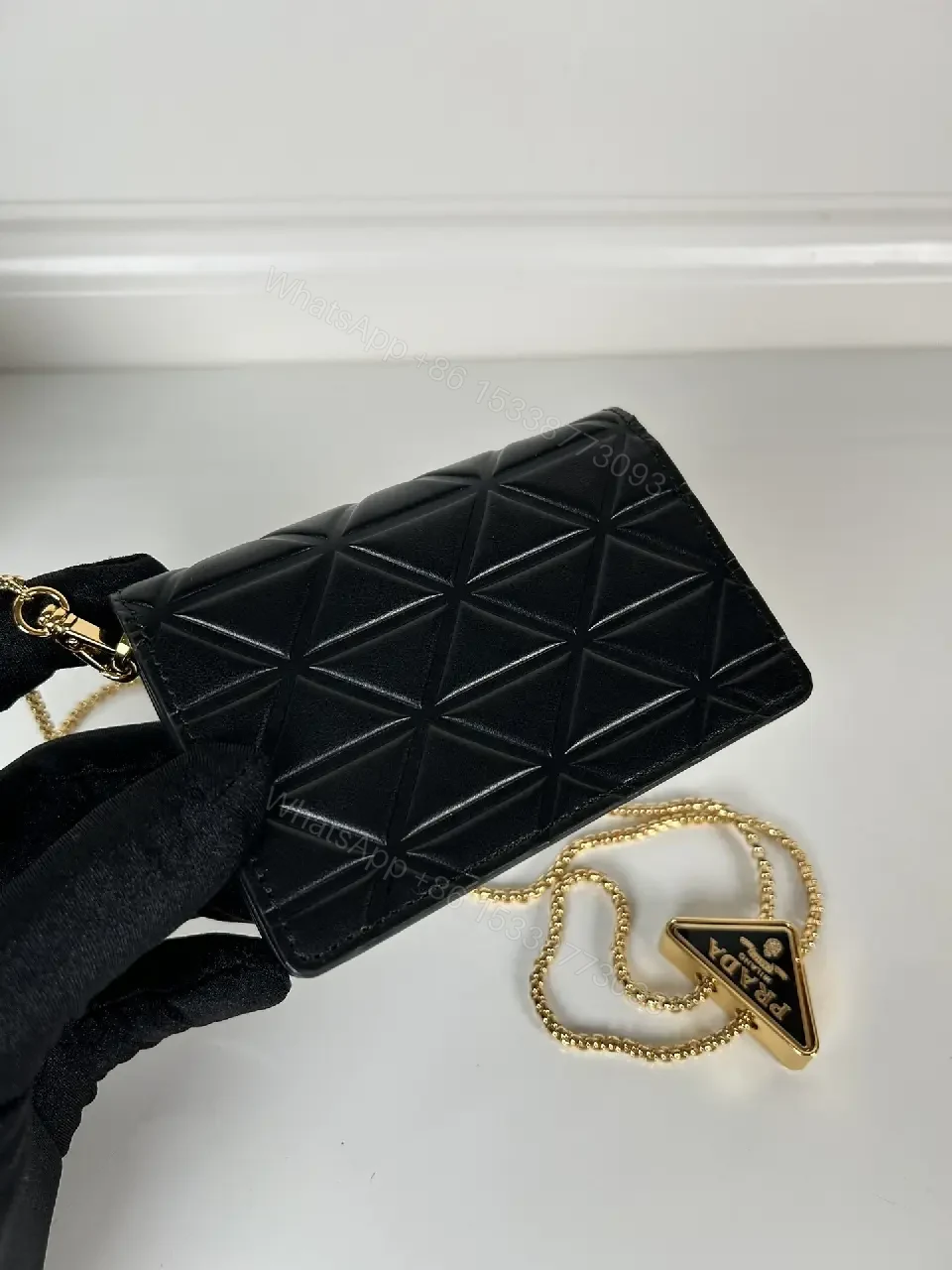 View 3 of Compact Quilted Crossbody – Modern Luxe, Gold Chain Bag