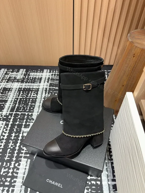 View 9 of Chanel-Inspired Black Ankle Boots: Sculpted Comfort & Style