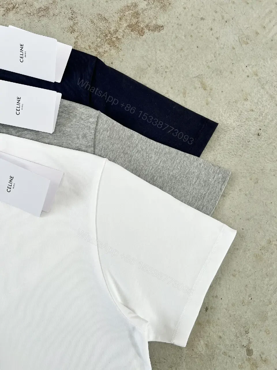 View 6 of Minimalist Cotton Tee: Subtle Luxury, Regular Fit, Navy/Gray/White