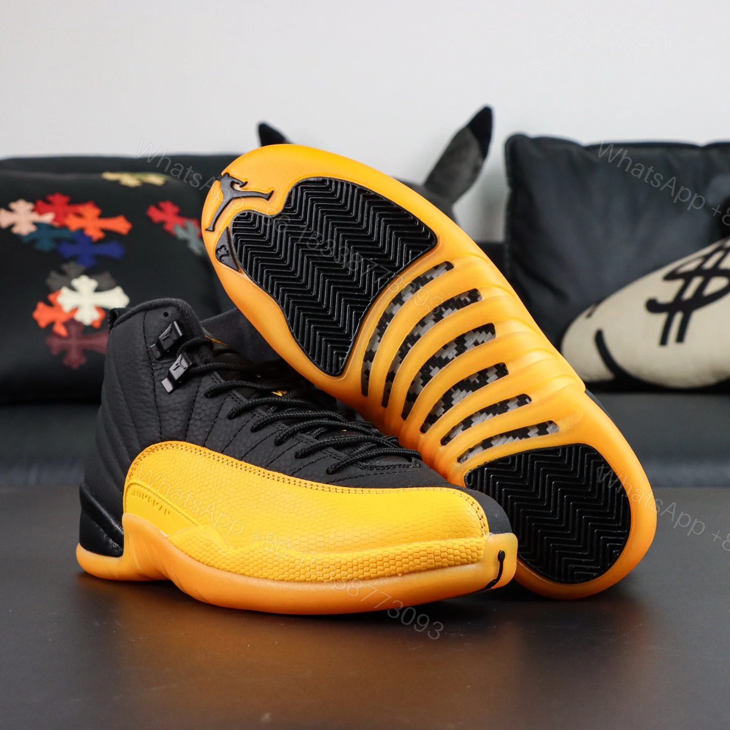 View 3 of Air Jordan 12 ‘Black University Gold’ Reps