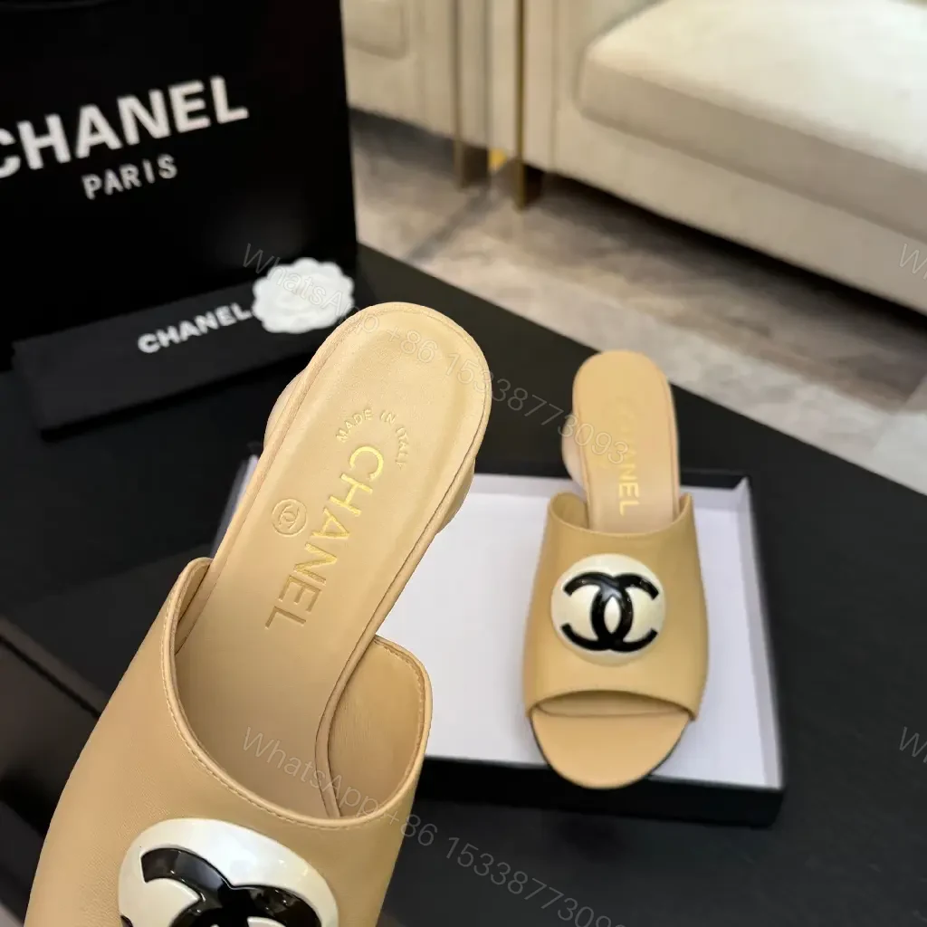 View 9 of Open-Back Logo-Accent Slide Heels: Everyday Luxe Comfort