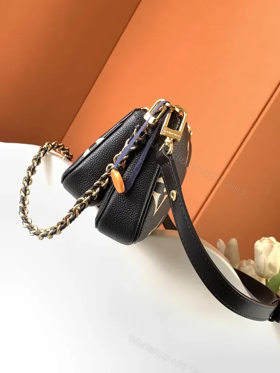 View 2 of Monogram Crossbody: Luxe Black Canvas, Gold Hardware, Compact Versatility, Crossbody Bag